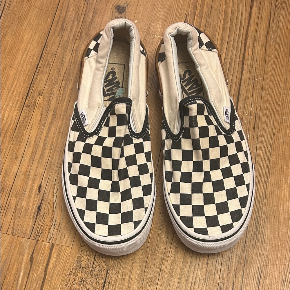 Vans Checkerboard Slip-On Sneakers Black and White